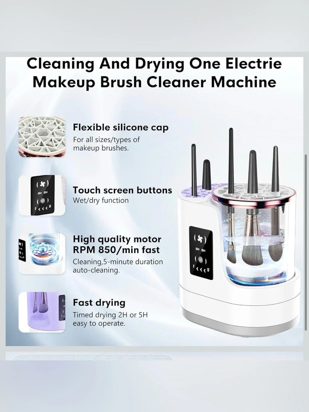 New 3 in 1 Electric Makeup Brush Cleaner, Automatic Portable USB Deep Cleaning